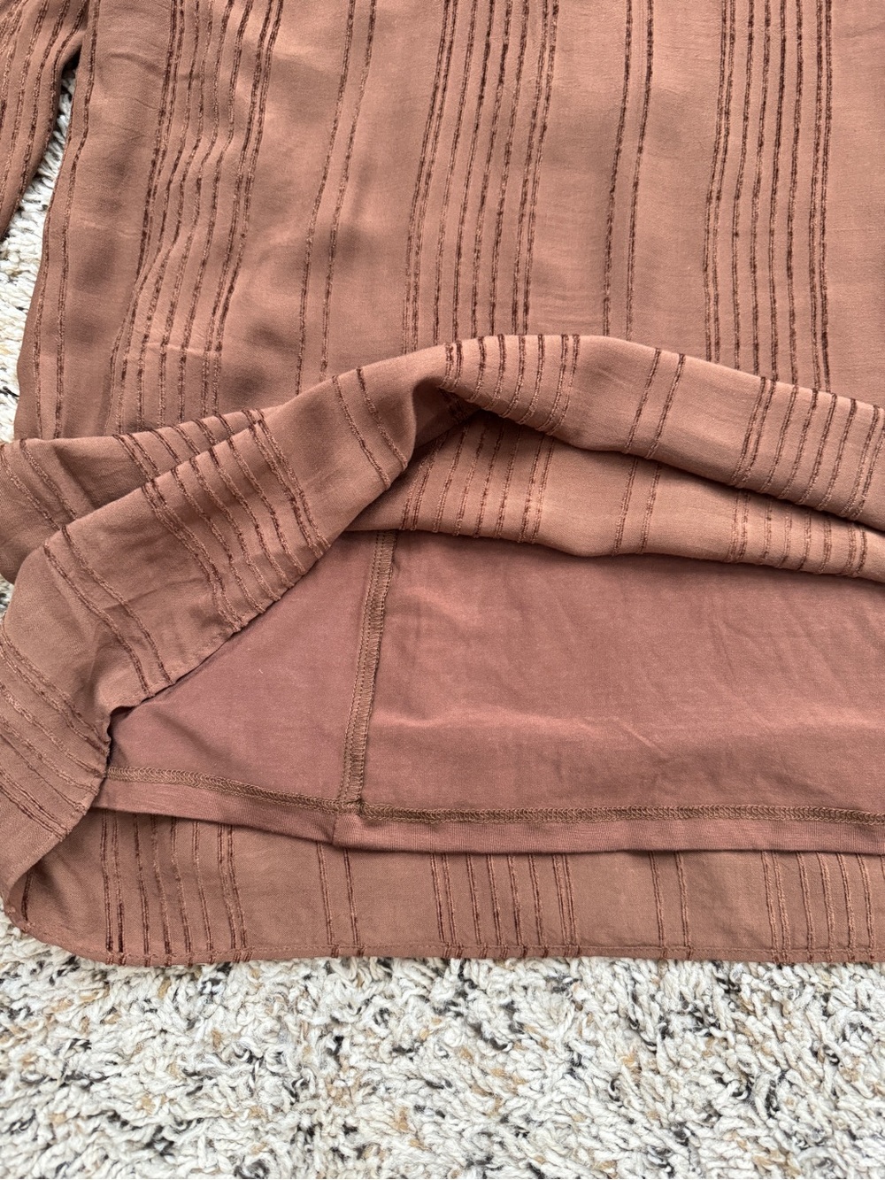 Brown Ribbed High-Neck Tunic Top - Picture 6 of 12
